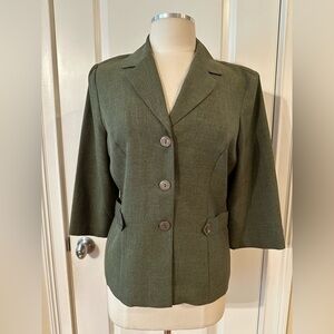 Olive Green 3/4 Sleeve Blazer – Size 10